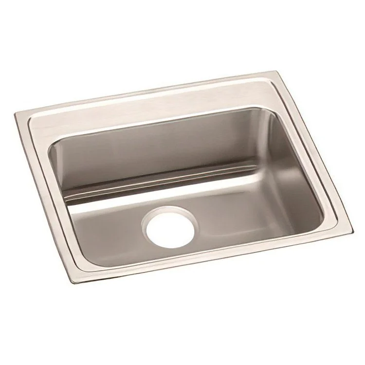 Kitchen Sink Lustertone Classic 25 x 21.25 Inch Single Bowl ADA Lustrous Satin Drop-In Rectangle Drain Location Rear Center Depth 6-1/2 Inch Bottom Only Pads