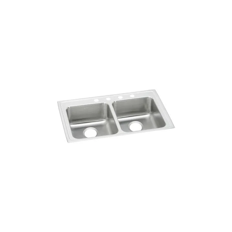 Lustertone Classic 29" Equal Double Bowl ADA Stainless Steel Drop-In Kitchen Sink with 4 Holes