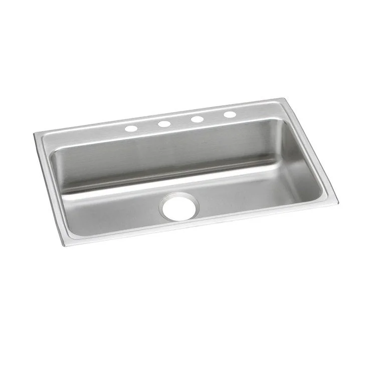 Kitchen Sink Lustertone Classic 31 x 22 Inch Single Bowl MR2 Hole ADA Lustrous Satin Drop-In Rectangle Drain Location Rear Center Depth 6-1/2 Inch Bottom Only Pads