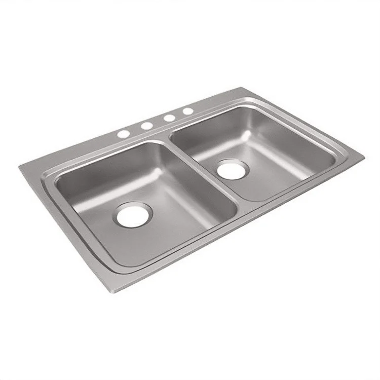 Lustertone Classic 33" Equal Double Bowl ADA Stainless Steel Drop-In Kitchen Sink with 4 Holes