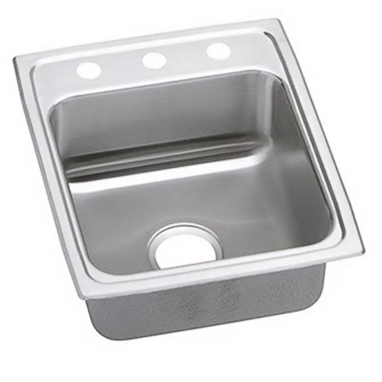 Kitchen Sink Lustertone Classic 17 x 20 Inch Single Bowl ADA Lustrous Satin Drop-In Rectangle Drain Location Rear Center Depth 6-1/2 Inch Quick Clip Mounting System Bottom Only Pads