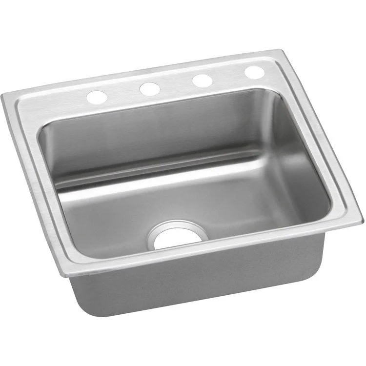 Lustertone Classic 25" Single Bowl ADA Stainless Steel Quick-Clip Drop-In Kitchen Sink with 4 Holes