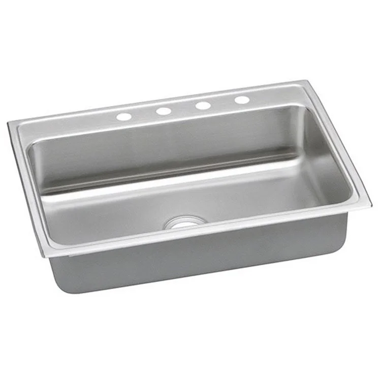 Kitchen Sink Lustertone Classic 31 x 22 Inch Single Bowl 4 Hole ADA Lustrous Satin Drop-In Rectangle Drain Location Rear Center Depth 5 Inch Quick Clip Mounting System Bottom Only Pads