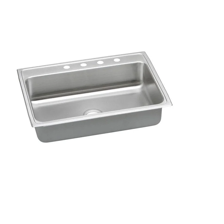 Kitchen Sink Lustertone Classic 31 x 22 Inch Single Bowl 3 Hole ADA Lustrous Satin Drop-In Rectangle Drain Location Rear Center Depth 5-1/2 Inch Quick Clip Mounting System Bottom Only Pads