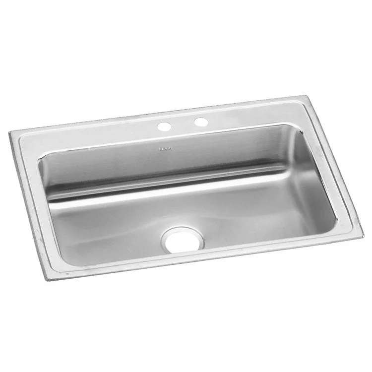 Kitchen Sink Lustertone Classic 33 x 22 Inch Single Bowl MR2 Hole Lustrous Satin Drop-In Drain Location Center Bottom Only Pads