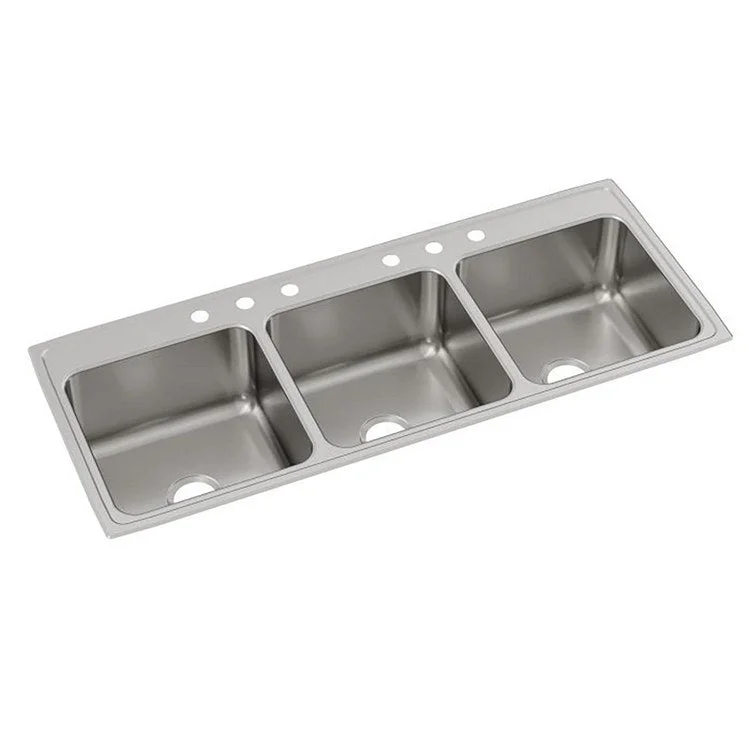 Kitchen Sink Lustertone Classic 54 x 22 Inch Triple Bowl Lustrous Satin Drop-In Drain Location Center Bottom Only Pads