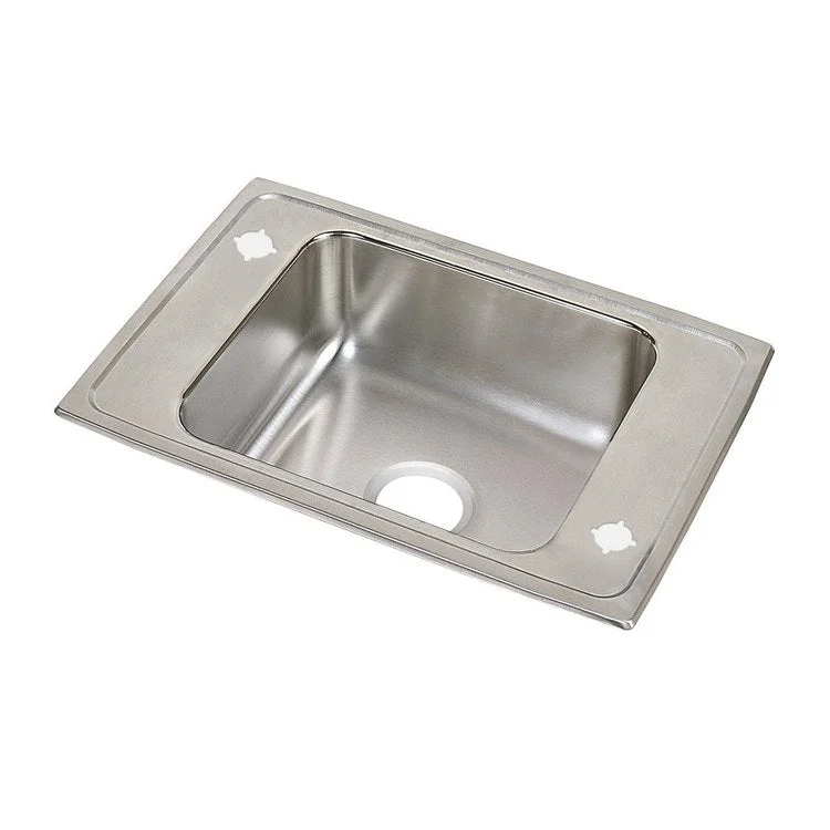 Classroom Sink Celebrity 25 x 17 Inch Single Bowl ADA Rectangular 2 Hole Brushed Satin Drop-In Minimum Cabinet Size 30 Inch 5-1/2 Inch 20 Gauge Bottom Only Pads