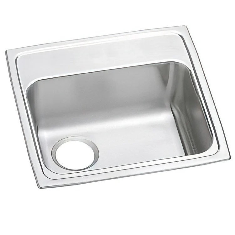 Kitchen Sink Celebrity 19.5 x 19 Inch Single Bowl ADA Brushed Satin Drop-In Rectangle Drain Location Rear Left Depth 5-1/2 Inch Bottom Only Pads