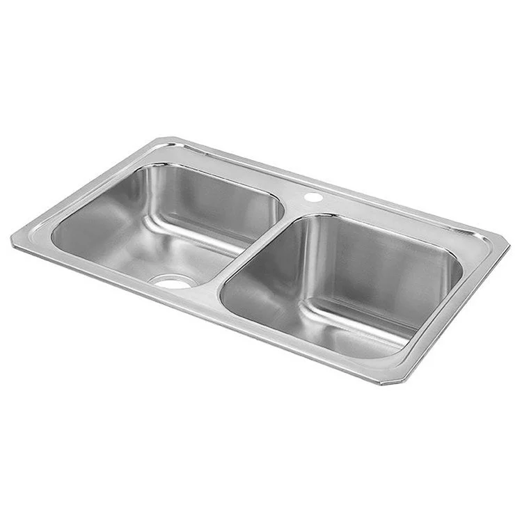 Celebrity 33" Double Bowl Stainless Steel Drop-In Kitchen Sink with 1 Hole