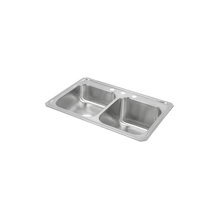 Celebrity 33" Double Bowl Stainless Steel Drop-In Kitchen Sink with 3 Holes