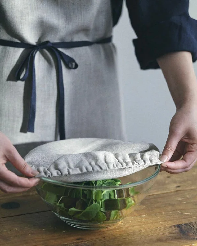 Linen Bowl Cover 3 Piece Assorted Set: Natural