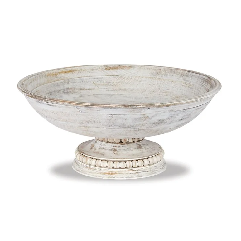 Mud Pie - Beaded Wood Pedestal Bowl