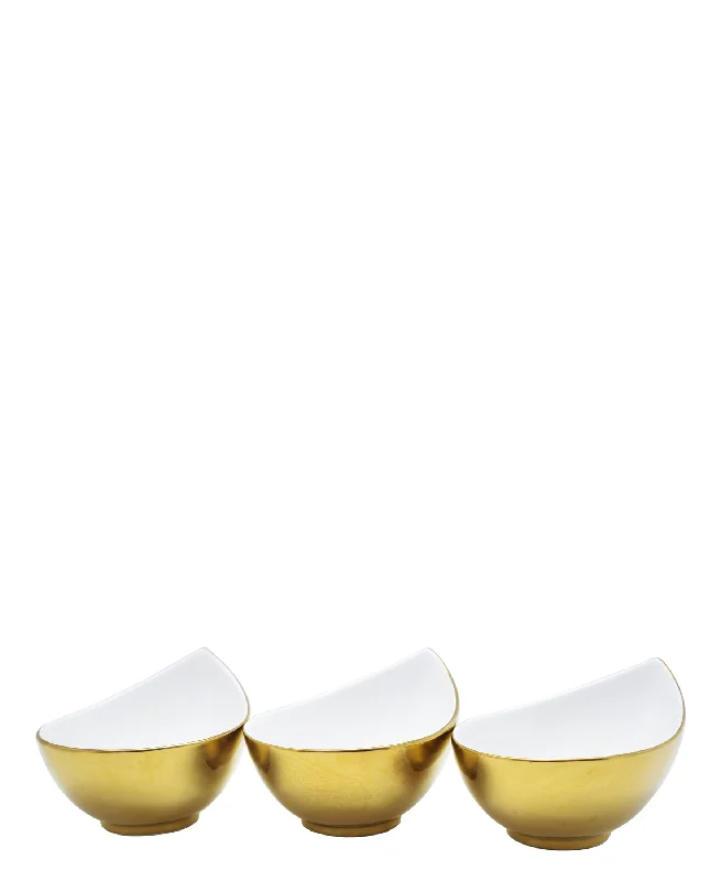 Symphony Adorn Bowl Set Of 3 - White & Gold