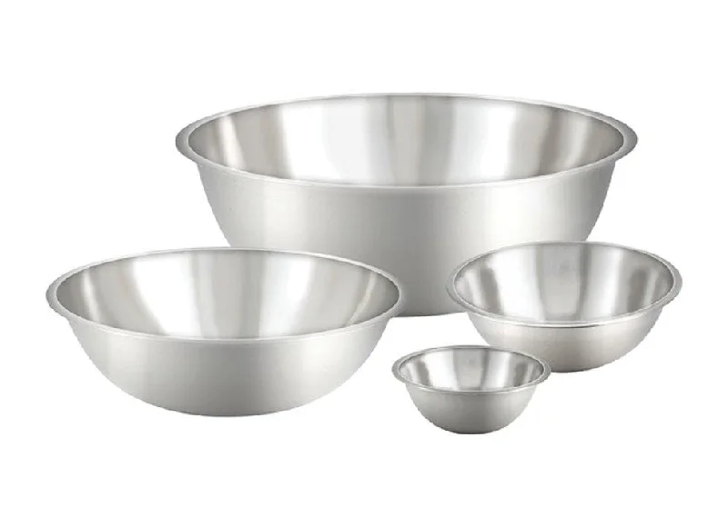 Winco Shallow Stainless Steel Heavy-Duty Mixing Bowl - Various Sizes